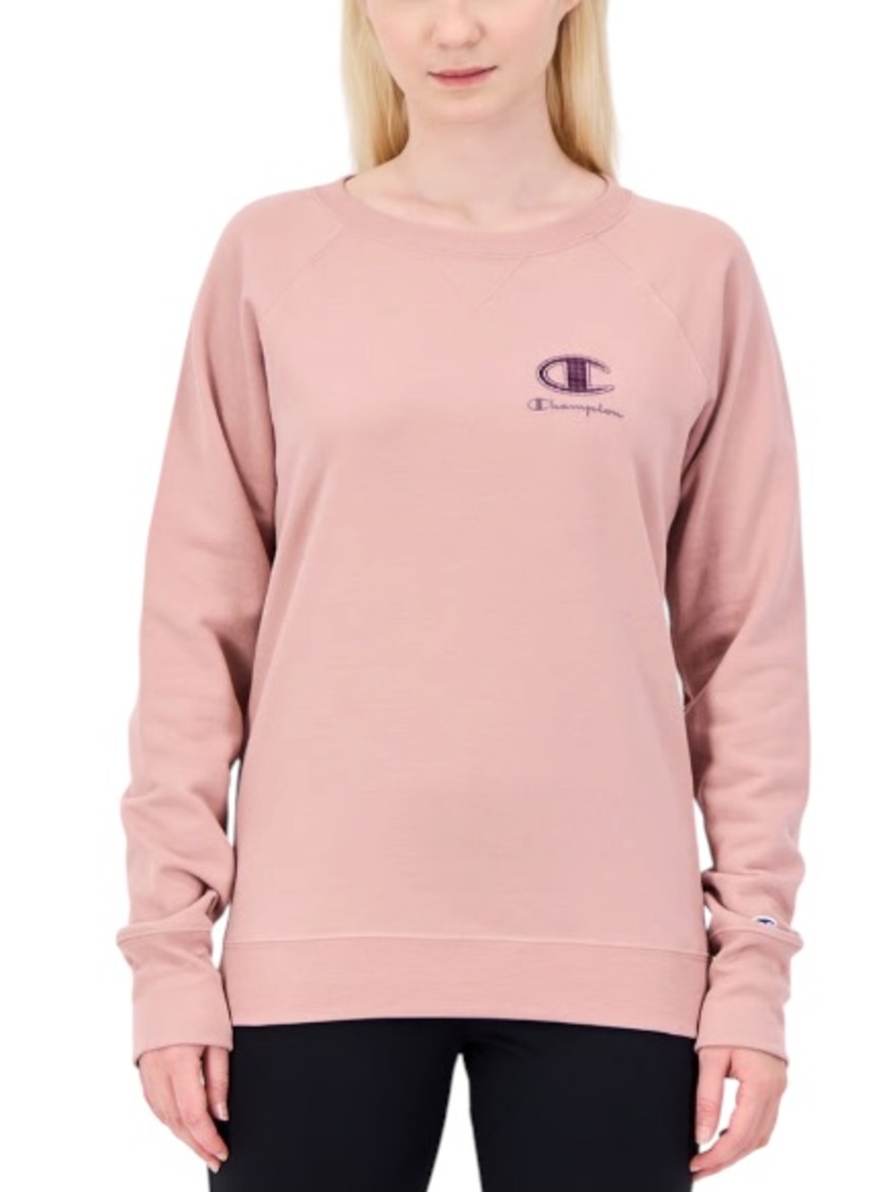 Champion Pink Embroidered Logo Athletic Sweatshirt